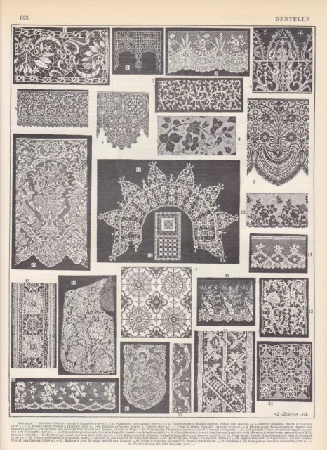 Dentelle Italeienische Reticella Guipure Broderie Klöppeln Stich V.1897