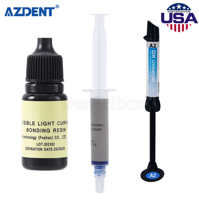 DENTAL LIGHT CURE Universal Composite Resin A2/Etching Gel 37/ Bonding