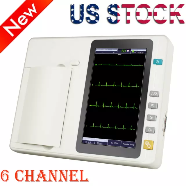 CE 7’’ Touch ECG/EKG Machine 6 Channel 12-Lead Electrocardiograph System US ship