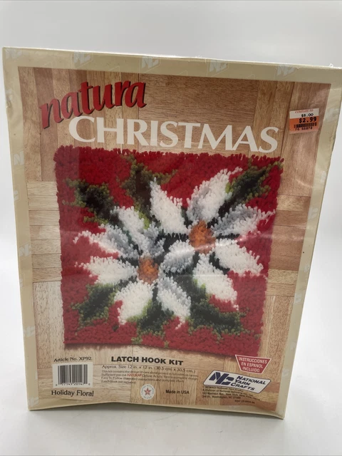 Kit de gancho de pestillo de Navidad Natura vacaciones floral hilo nacional artesanías nuevo en caja