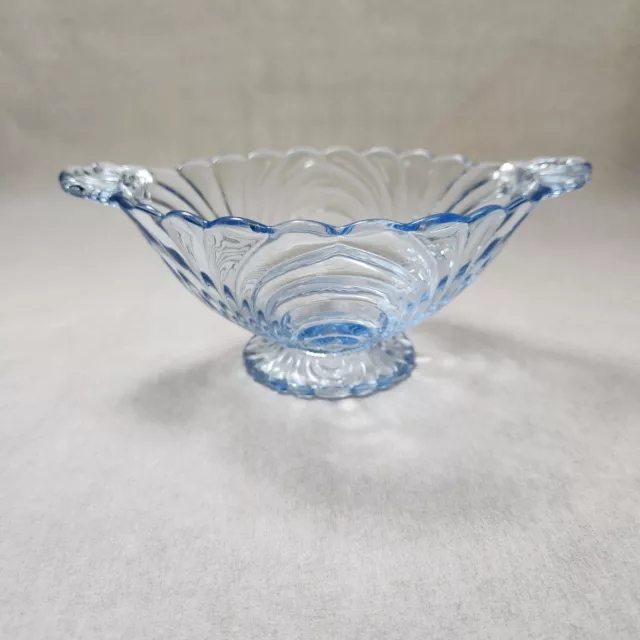 Cambridge Caprice Moonlight Blue Glass Mayonnaise Bowl Footed Handles