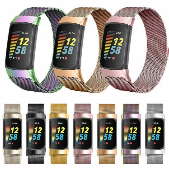 For Fitbit Charge 5 Replacement Milanese Band Metal Stainless Steel Magnet Strap