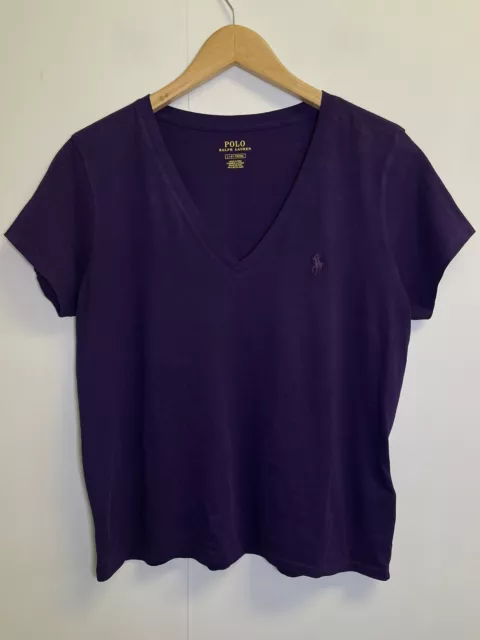 Polo Ralph Lauren Women's T-shirt Top Large V-Neck Cap Short Sleeve Pony Logo