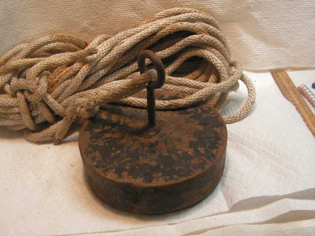 Vintage Hanging Counter Weight, Door Stop Fire Door or Scale? 20# With Eye ROPE!