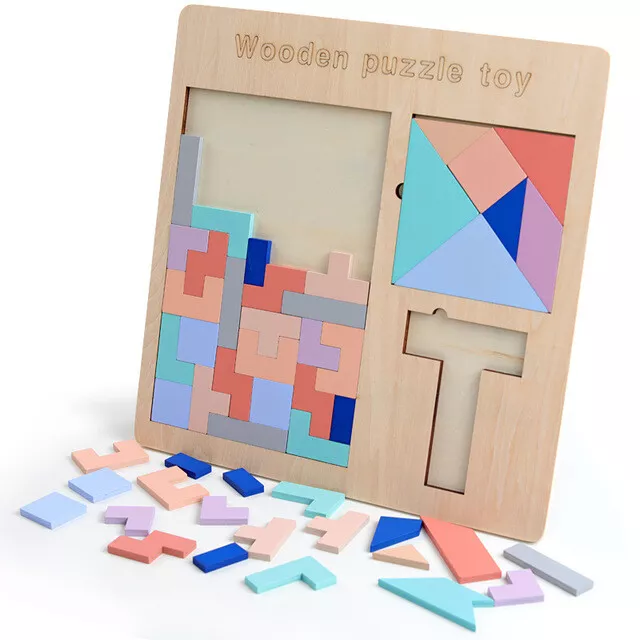 Holzpuzzle Tangram Tetris Gehirnjogging Knobelspiel Puzzle Legespiel  6+ Jahre