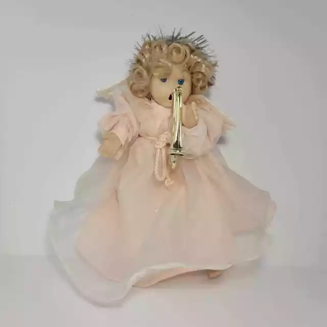 Porcelain Angel Doll Playing Trumpet Christmas Doll