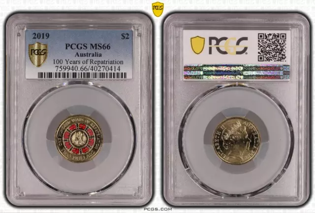 2019 $2 100 Years of Repatriation PCGS MS66 Gold Shield -0414
