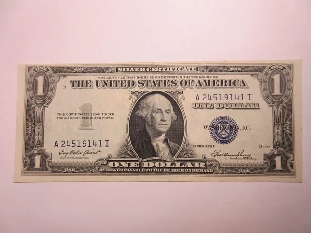 1935 E Silver Certificate $1 Dollar Blue Seal Note - Crisp Uncirculated
