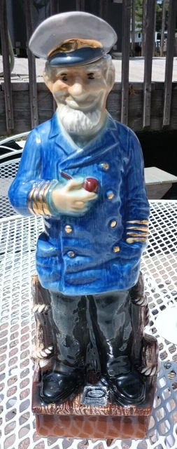 1971 Ezra Brooks SEA CAPTAIN Empty Whiskey Decanter Gold Details, SN-16 Vintage