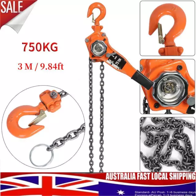0.75T Ton Block and Tackle 3M Chain Block Hoist Crane Chain Lifting Pulley Tool