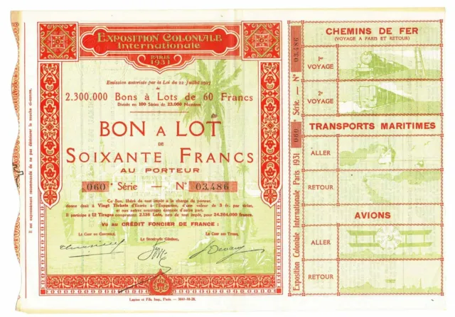 Exposition Coloniale 1931 - Bon A Lot
