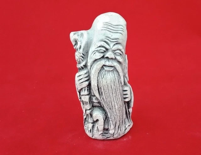 Vintage Ancien Bâtonnet Richesse God Mammon Yuanbao Chalkware Plâtre De Paris