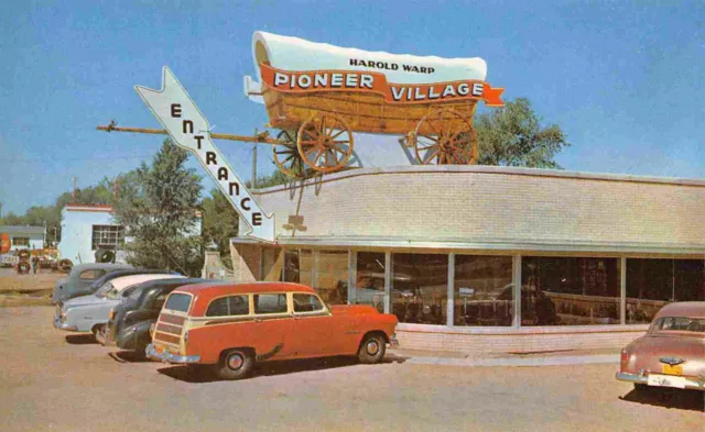 Warp Pioneer Village Cars Roadside Attraction Minden Nebraska 1950s postcard