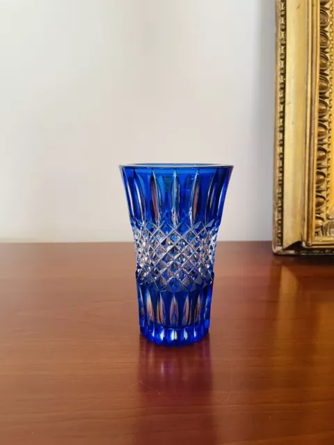 Très beau Vase Ou Verre Cristal d’arques Bleu Cobalt  Outremer