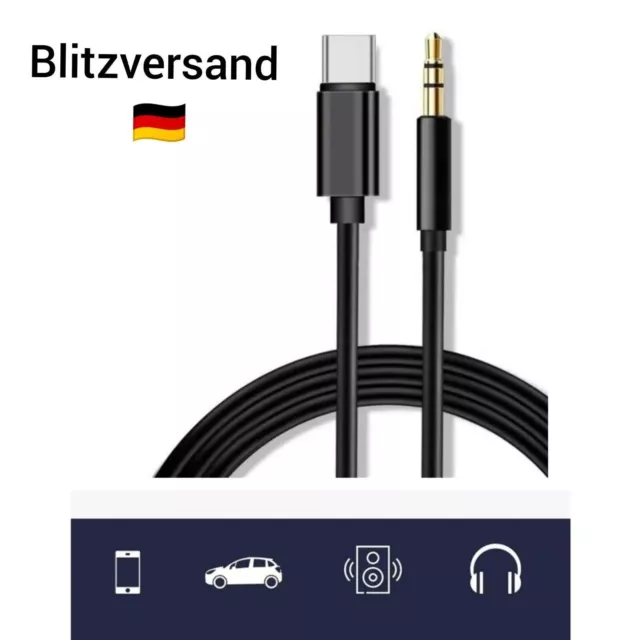 USB C Aux In Audio stereo Kabel Adapter Klinke Stecker 3.5mm auf USB Type C 1mtr