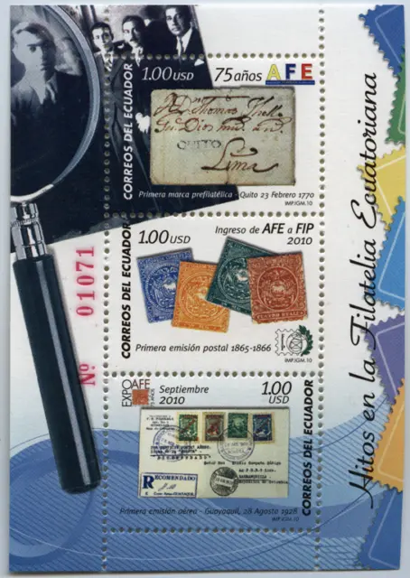 Ecuador 2010 "Meilensteine der Philatelie" Briefmarken Briefe,  MiNr Block 207