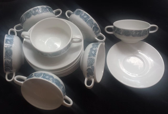 Rosenthal 1x Suppentasse +  Untertasse weiß blau AUSWAHL bis 7 Gedecke