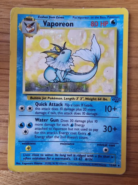 Pokémon TCG Vaporeon Dschungel 12/64 Holo Unlimited Holo selten