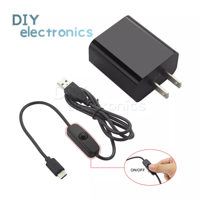 USB Type-C Power Supply Adapter Charger For Raspberry Pi 4 Model B DC5V 3A US