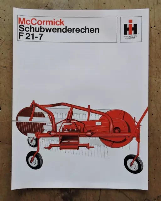 orig. Prospekt IH International McCormick Schubwenderechen F21-7 Schlepper
