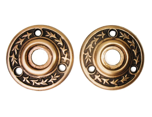 2 Antique Victorian Eastlake  Escutcheon Rosette Door Plate Backplate