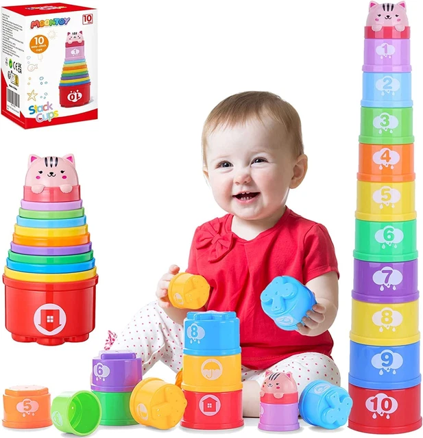 Stapelbecher Baby Spielzeug Ab 1 Jahr, 10PCS Stapelturm Baby,Stapelwürfel Ab 6 9