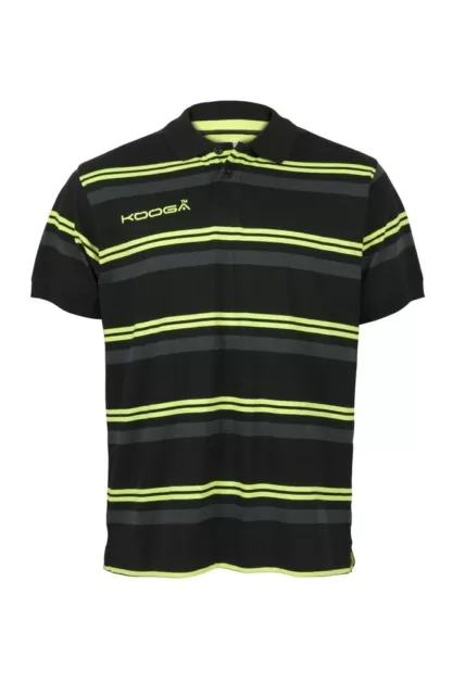 Kooga Yarn Dyed Mens Teamwear/Off Field Stripe Rugby Polo Black Small - 3Xl