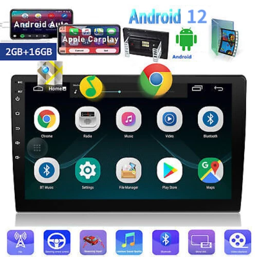 10.1'' Double 2 Din Android 12 Car Radio GPS WIFI BT Carplay Touch Screen Stereo