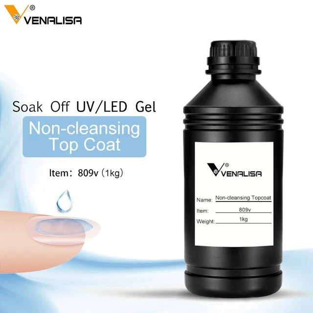 Nail Saloon Supply Bulk 1kg Venalisa Soak Off UV LED Gel No Wipe Top Coat 1000ml