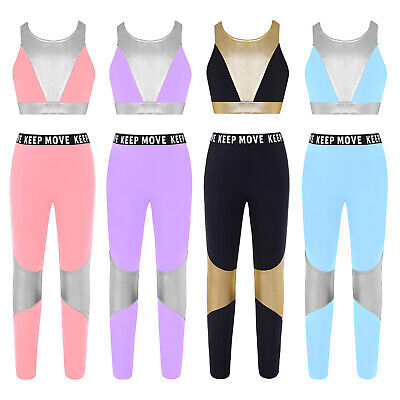 Girls Leggings Outfits Crop Tank Tops with Skinny Tight Trousers Sets Tracksuits