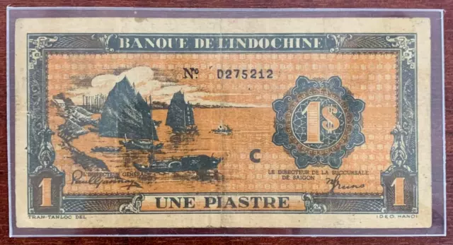 [481433]   French Indochina 1 piastre 1942 1945 F VF