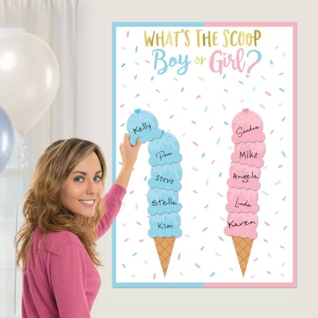 GENDER REVEAL BABY SHOWER Party Game What Will Baby Be Voting Board pink blue