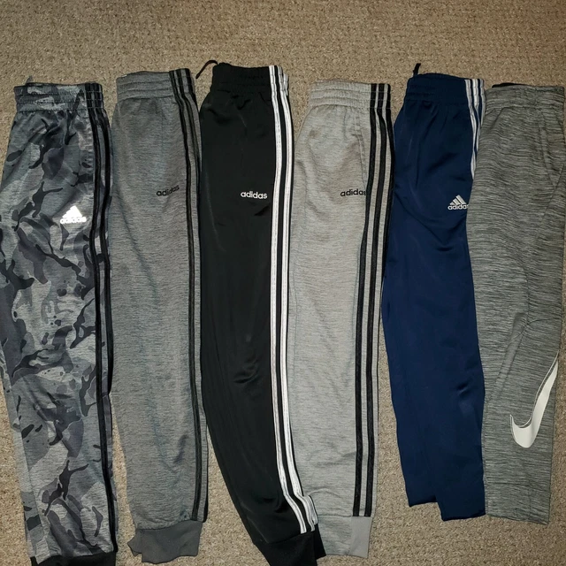 Adidas Boys Youth Medium 10/12 Black Grey Camo Jogger Sweatpants LOT of 6