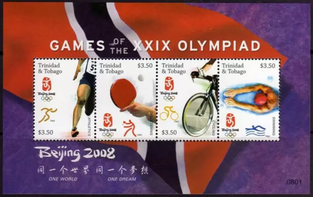 Trinidad & Tobago #SG1135a MNH S/S 2008 Beijing Tennis Cycling Swimming [828]