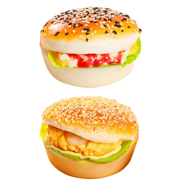 2 Pcs Fake Meat Burger Simulation Burger Photo Ornament Hamburger