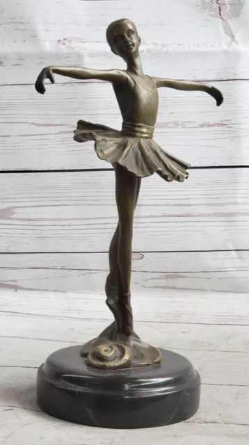 signed Milo Bronze statue little ballerina girl Dancer sculpture Hand Made Art