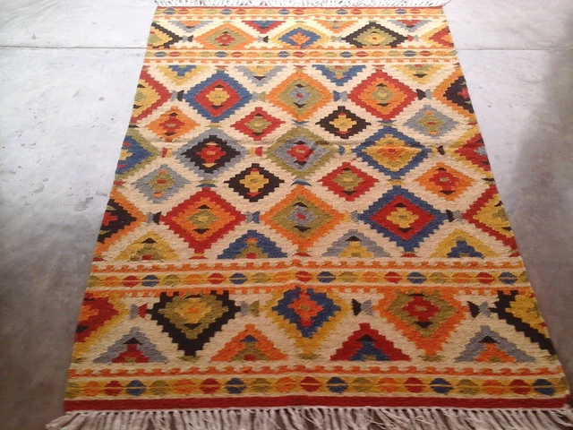 Kilim Old Traditional Hand Made Afghan Oriental Kilim Wool Handwoven Rug 4x6 ft