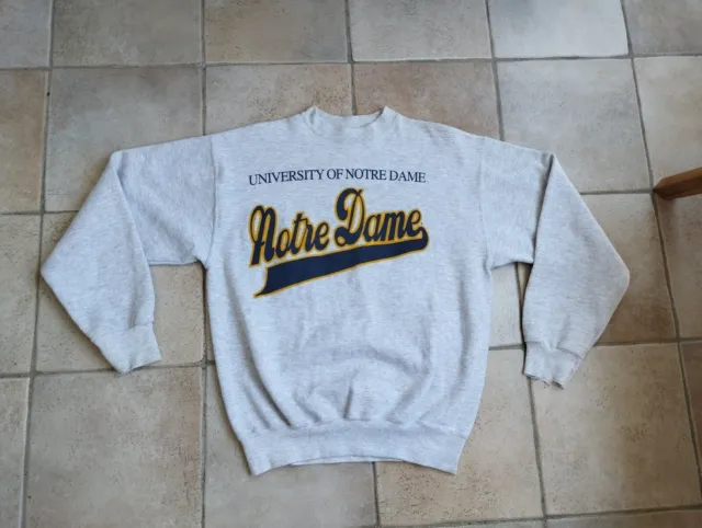 Pull Universitaire Notre Dame Vintage 90s Tultex. Sweat Overzize Couleur Gris M