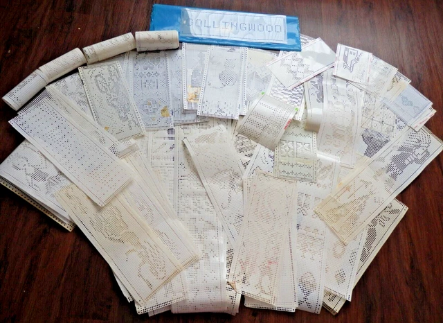 Lote de trabajo (1 kilo aprox) de tarjetas perforadas hechas en casa 24 puntadas (muchas son extra largas)