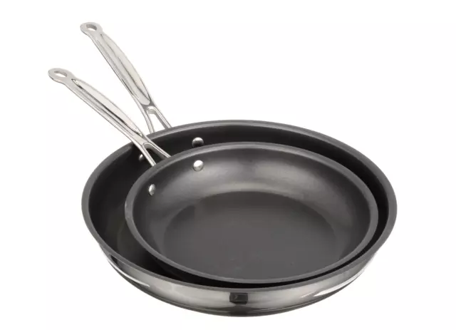 New Cuisinart Classic Non-Stick Stainless Steel 9" And 11" Skillets 2-Pc Set New Cuisinart Classic Non-Stick Stainless Steel 9" And 11" Skillets 2-Pc Set