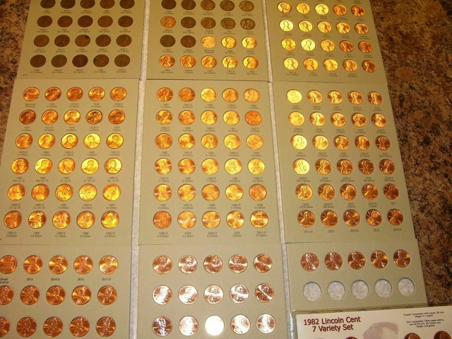 lincoln penny set collection 1909 vdb-2022 p d s wheat cent incudes bu memorial