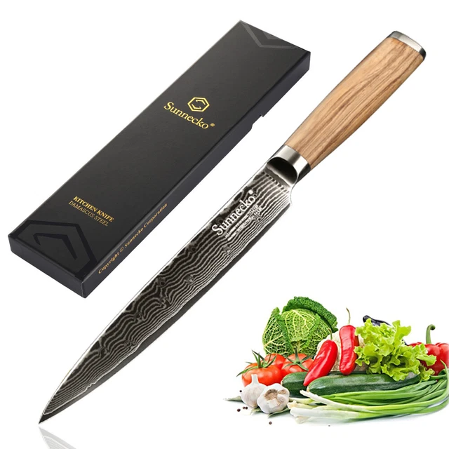 Sunnecko 8-Zoll Fleischmesser Japanischer Damaststahl Küchenmesser Kochmesser