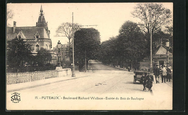 CPA Puteaux, Boulevard Richard-Wallace, Entree du Bois de Boulogne 1929