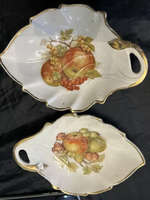 Crown Devon Leaf Shaped Dish with Handles LS.fruit design. S Fielding & Co