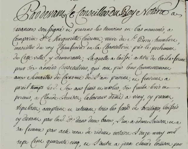 1757 Bail à ferme de biens à Virey par CUISENET veuve HUMBERT aux frères LOUISON