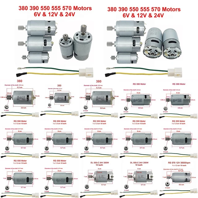 High Qulity Electric Car Motor Toy Motor 10 Teeth 1Set 6V /12V 24V RS555