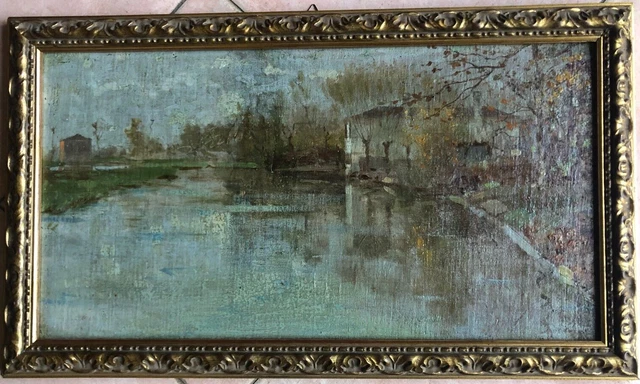 Zanetti Zilla Painted Landscape Oil Carrier 58x31 cm Dedication Autograph Label