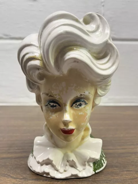 Vintage Rubens Lady Head Vase Model 4123 Japan Paint Loss & No Jewelry