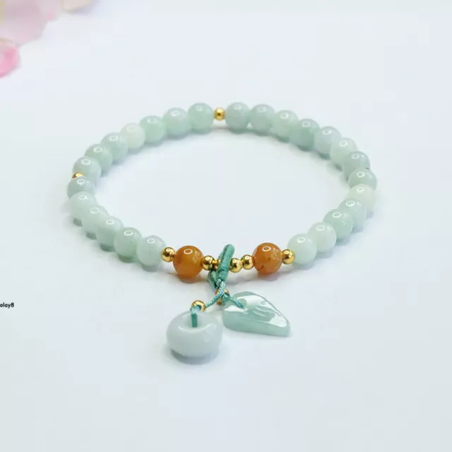 Real Grade A 100% Natural Jade Women 6mm Lucky Peace Beads Bracelet