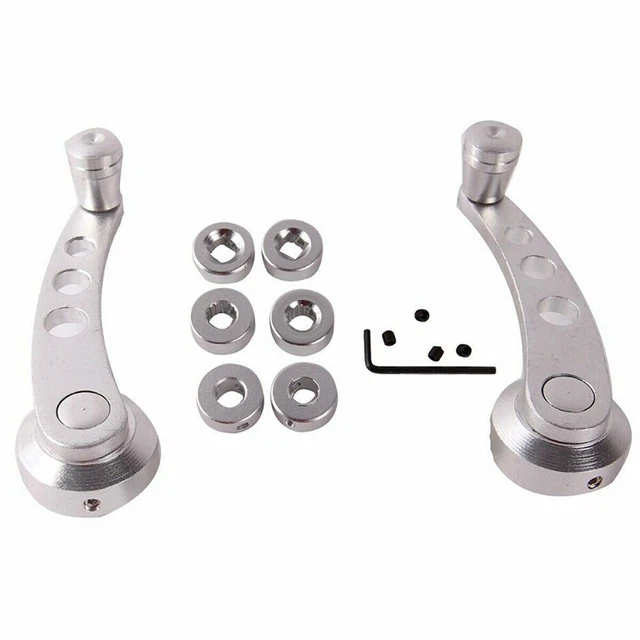2Pcs Car Universal Chrome Billet Aluminum Manual Door Handle Crank Window Winder